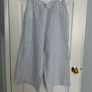 100% Linen Striped Wide-Leg Pants New without tags